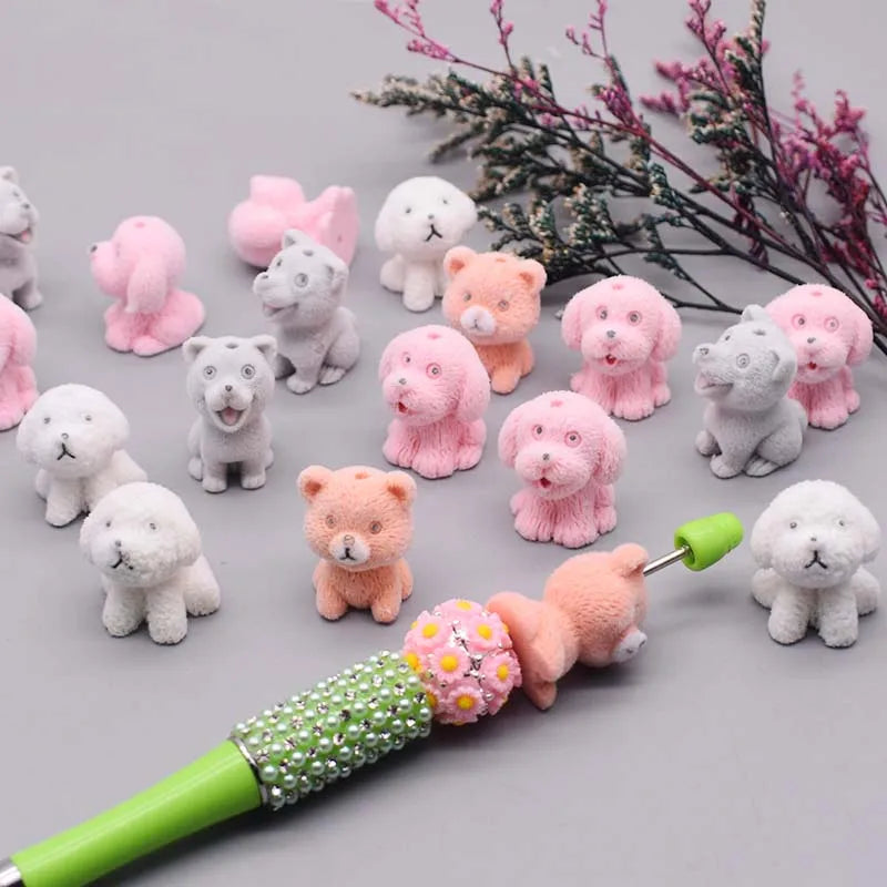 20pcs/bag Handmade Acrylic Beads Little Bear Rabbit Toon Mermaid Beads for Jewelry Making DIY Phone Chain Bead Pen Accessories