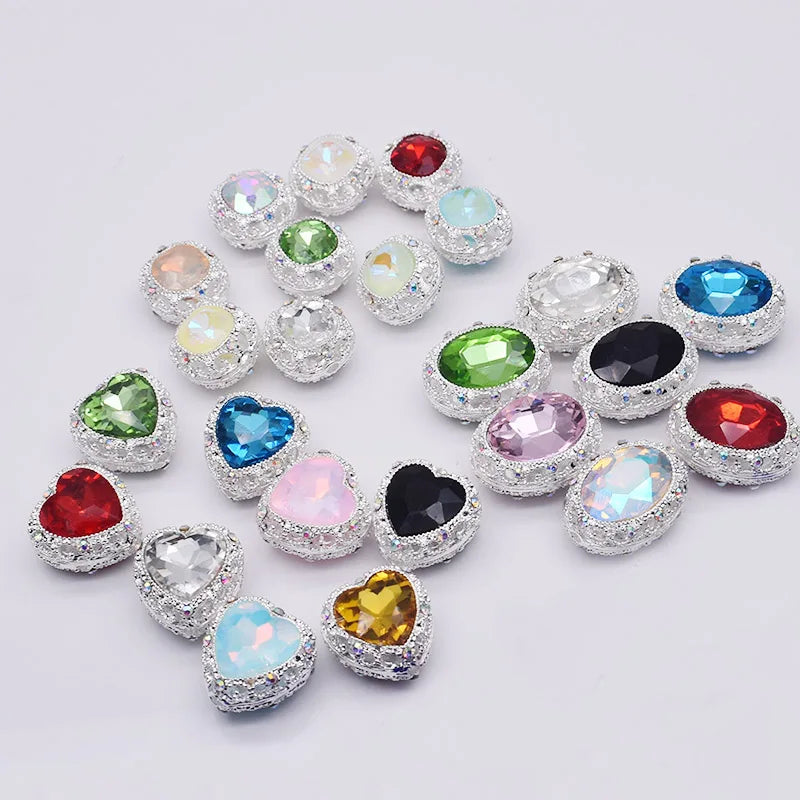 10pcs/bag Handmade Metal Alloy Heart Oval Beads for Jewelry Making DIY Phone Chain Bead Pen Accessories