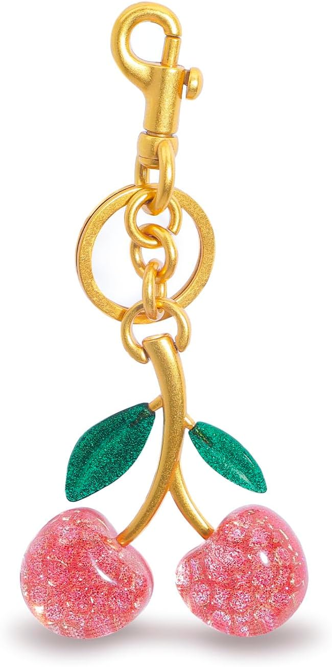 Keychain Cherry Bag Charms Purse: Key Chains Women Cute - Car keyrings leather handbags - Fashion enthusiasts