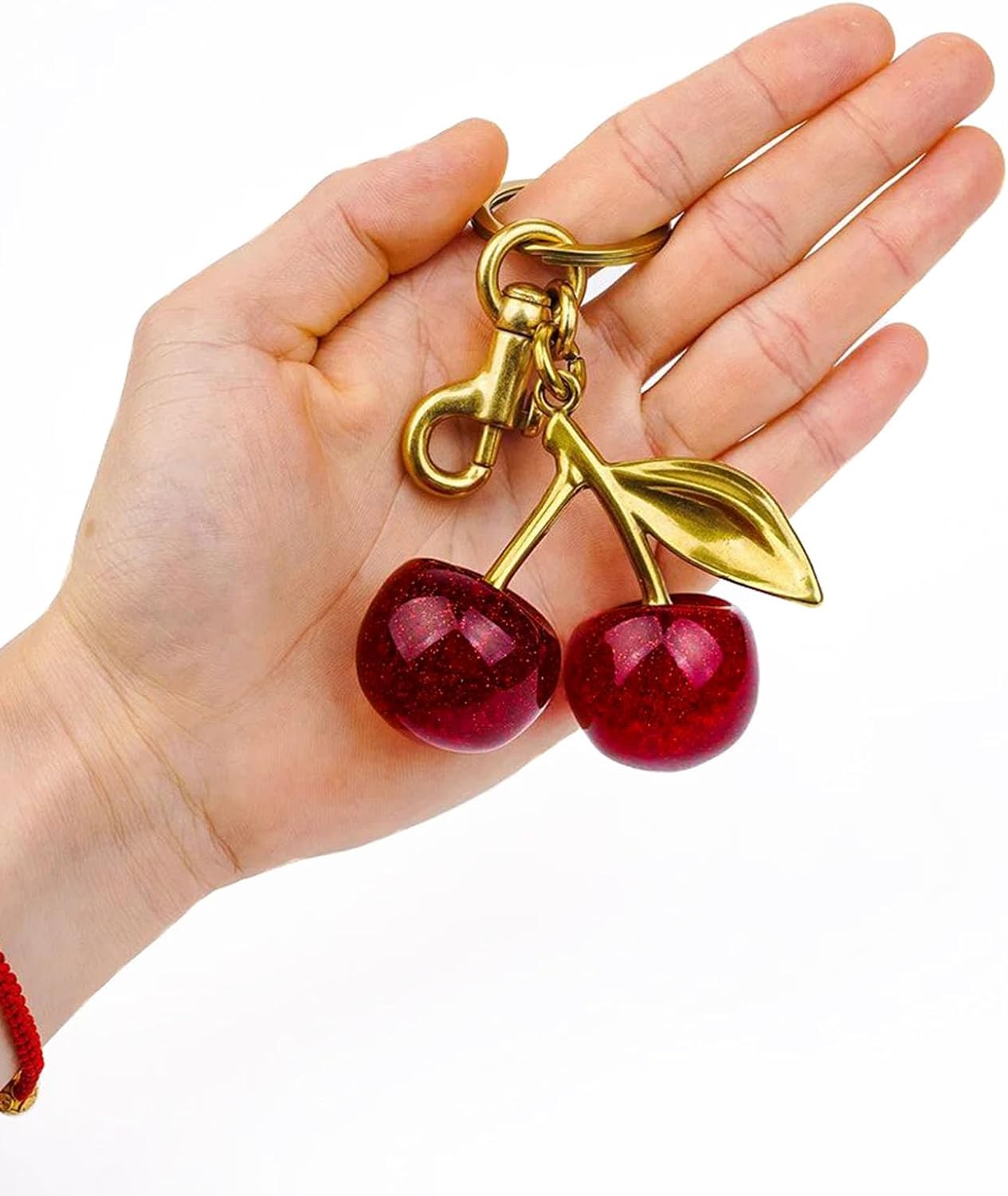 Keychain Cherry Bag Charms Purse: Key Chains Women Cute - Car keyrings leather handbags - Fashion enthusiasts