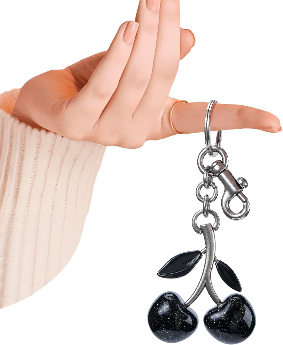 Keychain Cherry Bag Charms Purse: Key Chains Women Cute - Car keyrings leather handbags - Fashion enthusiasts