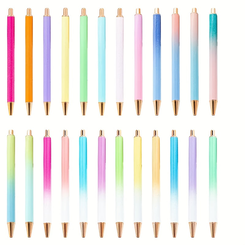 48/24pcs Creative Press Multi-Color UV DTF Pen Blanks Spray Glue Pen With Glitter And Gradient Colors For Wraps Metal & Plastic Versions Office Writing Candy Color Ballpoint Pen