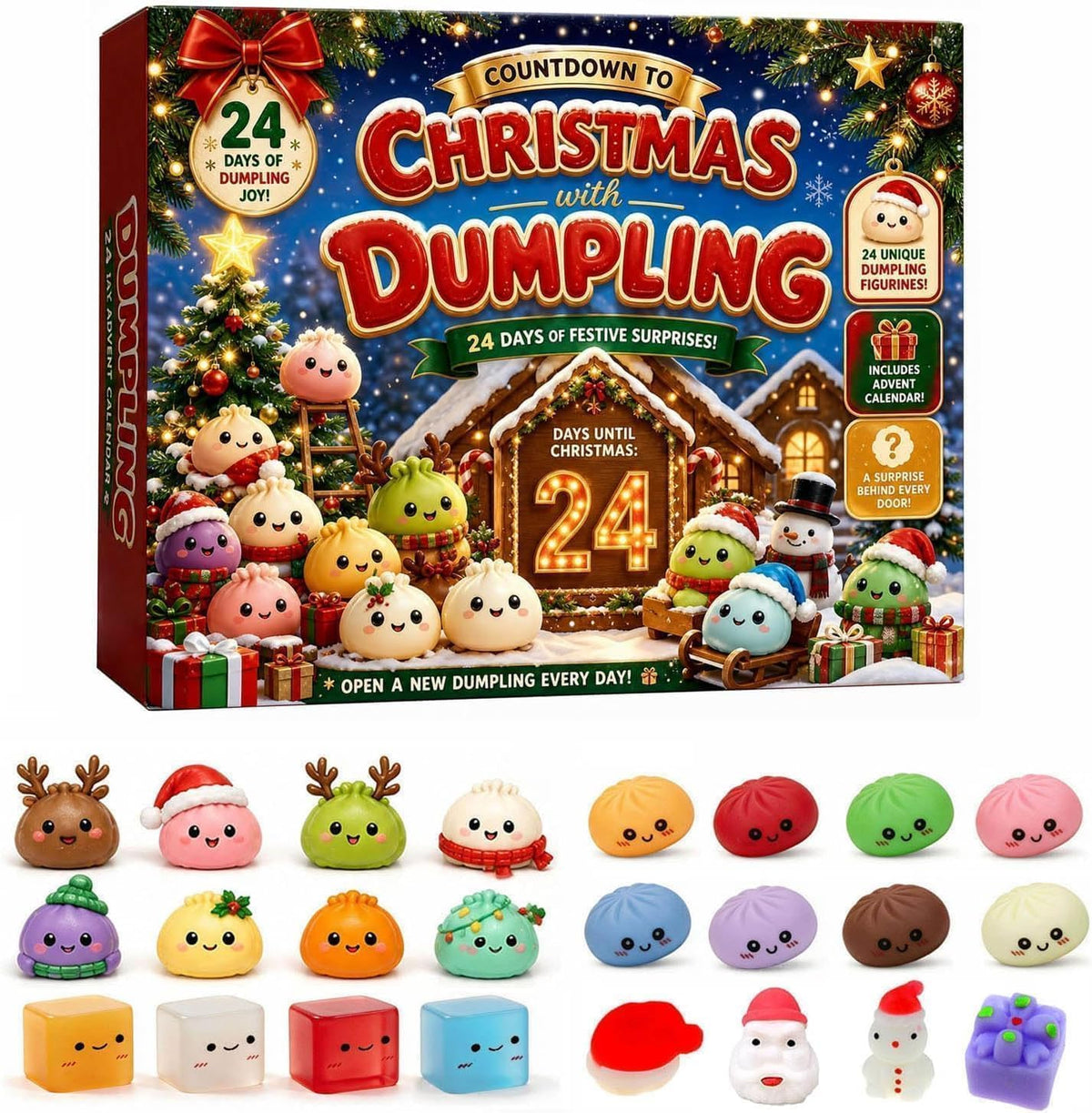Christmas Squishy Advent Calendar 2026,24-Day Countdown to Christmas Decor,Mystery Squishy Advent Calendar for Adults,Stocking Stuffers, and Holiday Gifts;,D
