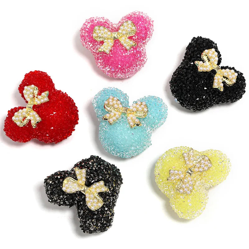 10pcs Bow Shaped Candy Mouse Beads Cute Dreamy DIY Bead Making Jewelry Keys Phone Chains Pens Decorative Earrings Necklace Accessories