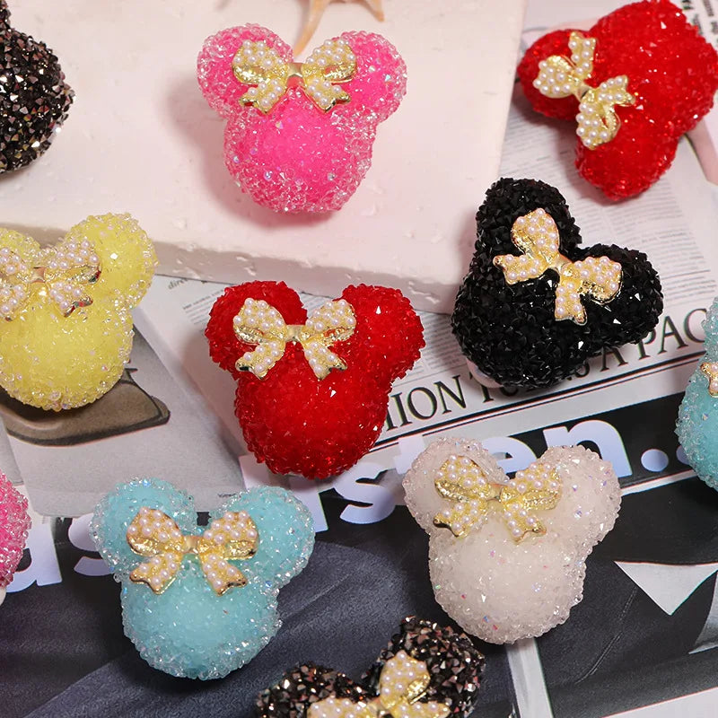 10pcs Bow Shaped Candy Mouse Beads Cute Dreamy DIY Bead Making Jewelry Keys Phone Chains Pens Decorative Earrings Necklace Accessories