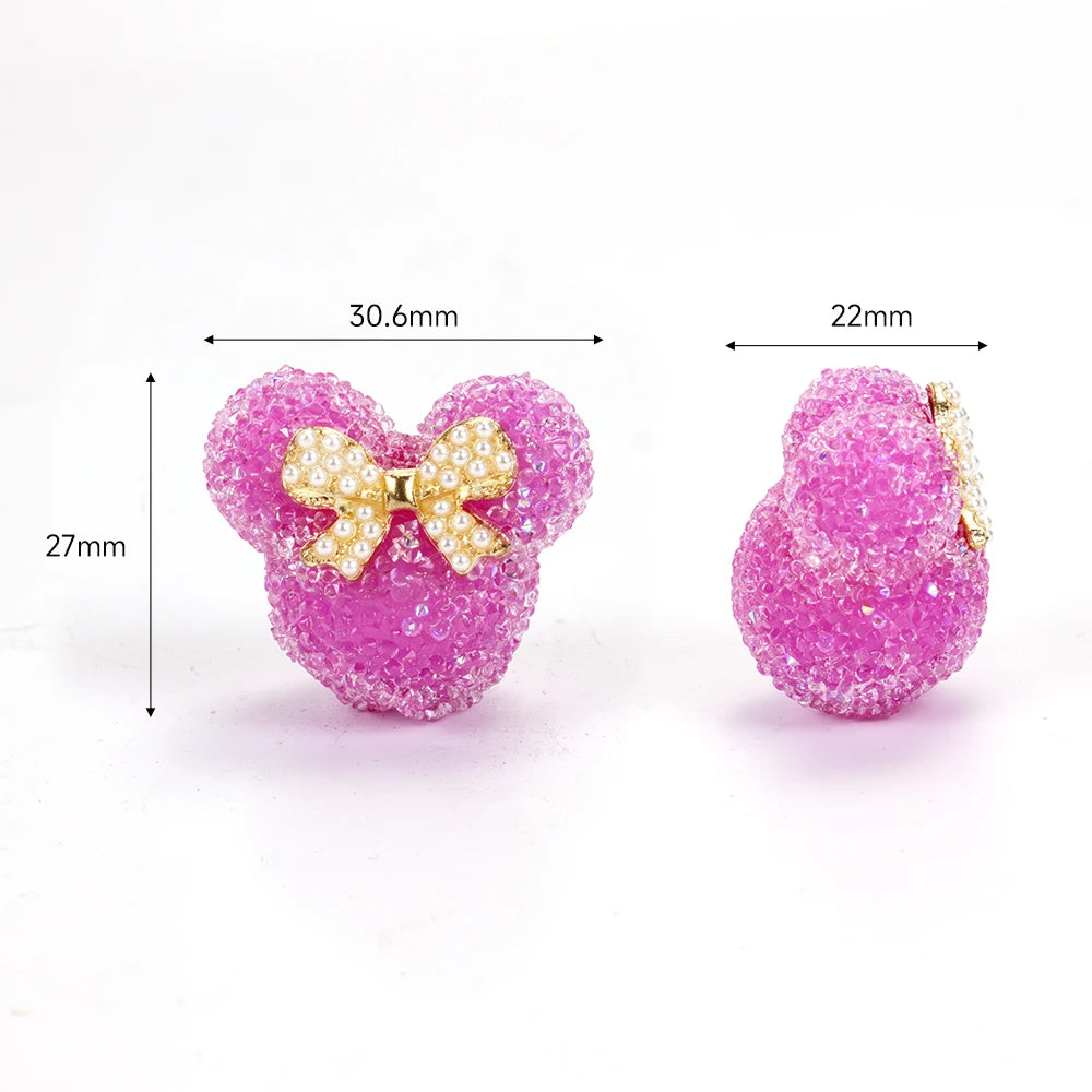 10pcs Bow Shaped Candy Mouse Beads Cute Dreamy DIY Bead Making Jewelry Keys Phone Chains Pens Decorative Earrings Necklace Accessories