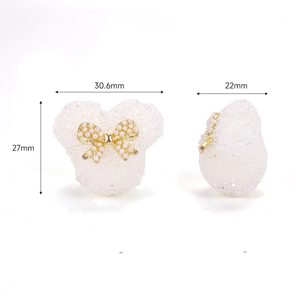 10pcs Bow Shaped Candy Mouse Beads Cute Dreamy DIY Bead Making Jewelry Keys Phone Chains Pens Decorative Earrings Necklace Accessories