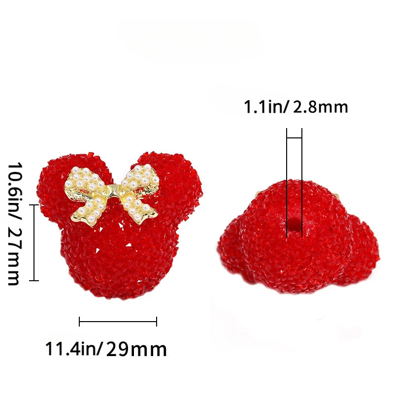 10pcs Bow Shaped Candy Mouse Beads Cute Dreamy DIY Bead Making Jewelry Keys Phone Chains Pens Decorative Earrings Necklace Accessories