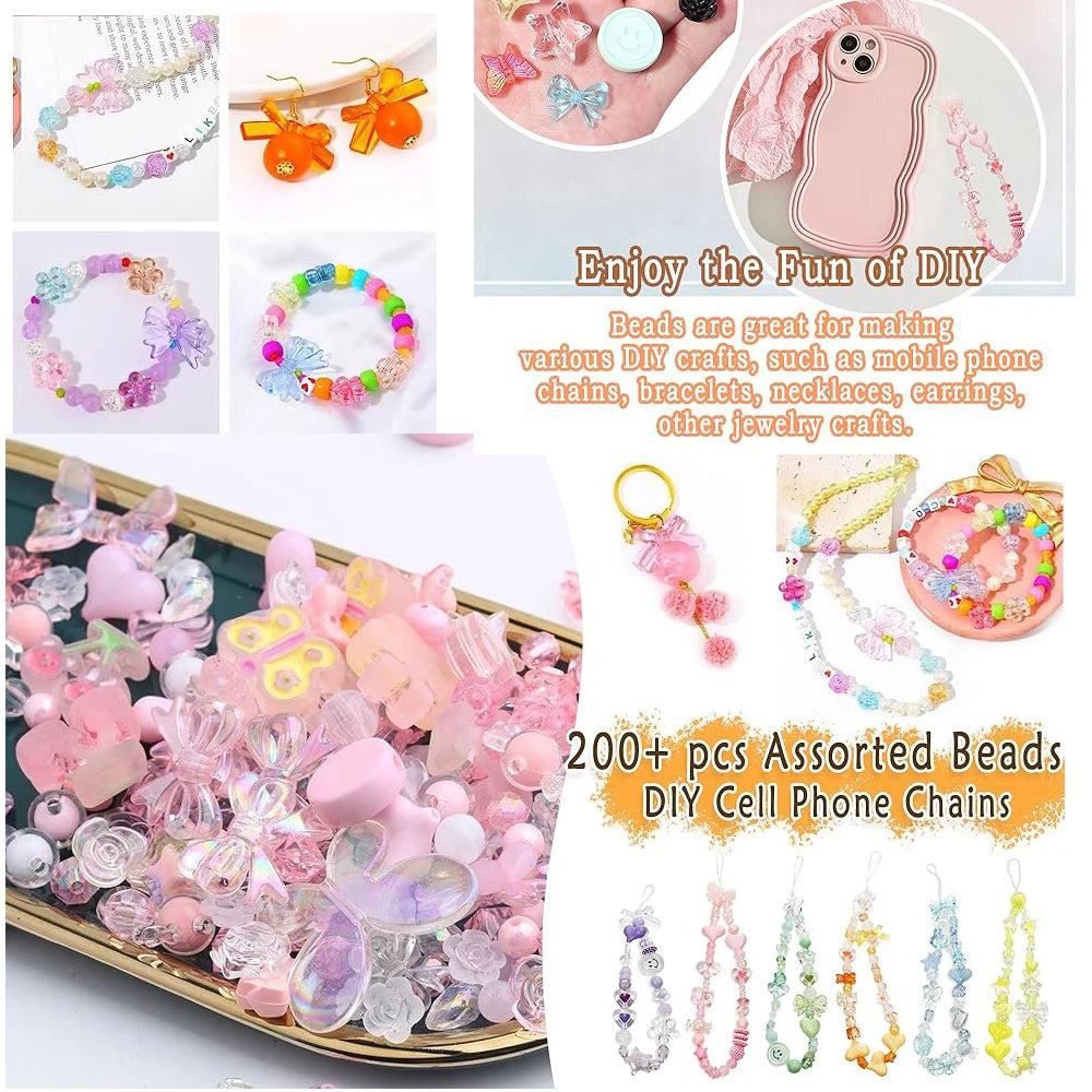 250g Cute Assorted Acrylic Beads Random Style Flower Butterfly Heart Beads for DIY Mobile Phone Chains Bracelets Jewelry Making 50g