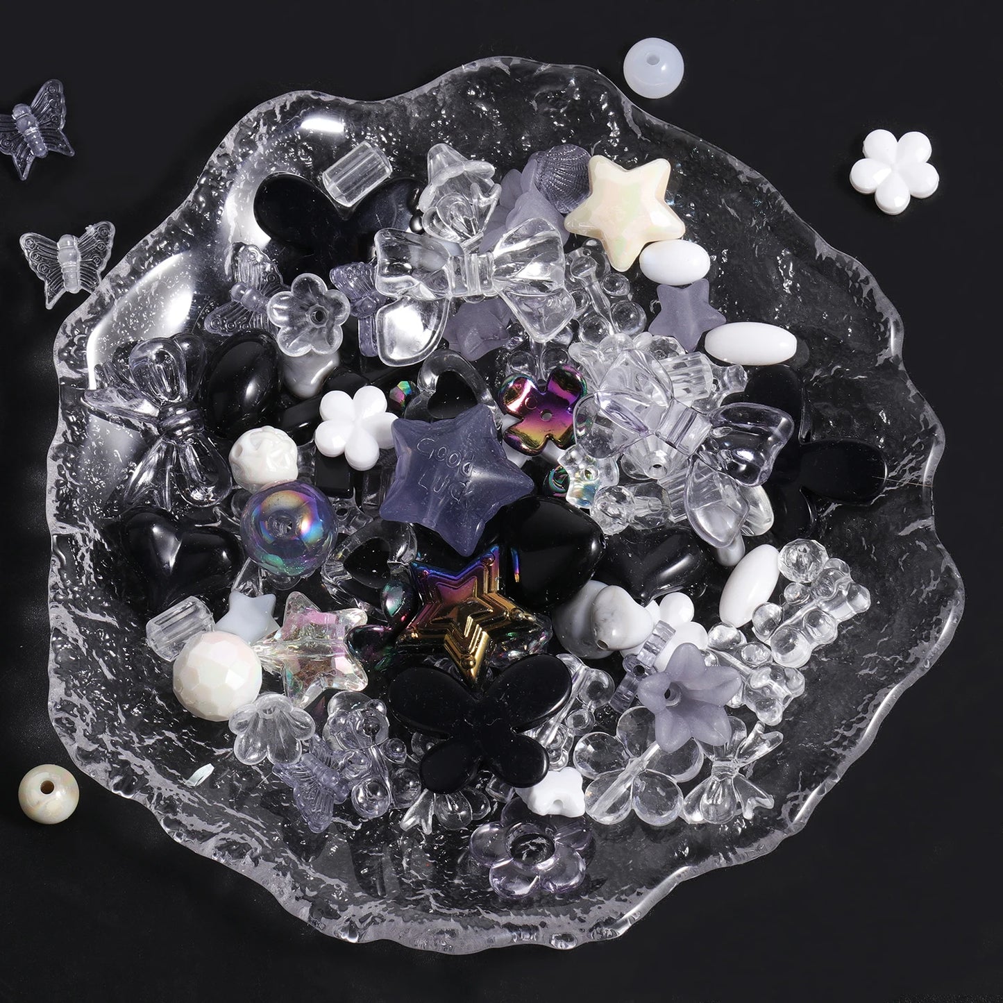 250g Cute Assorted Acrylic Beads Random Style Flower Butterfly Heart Beads for DIY Mobile Phone Chains Bracelets Jewelry Making 50g