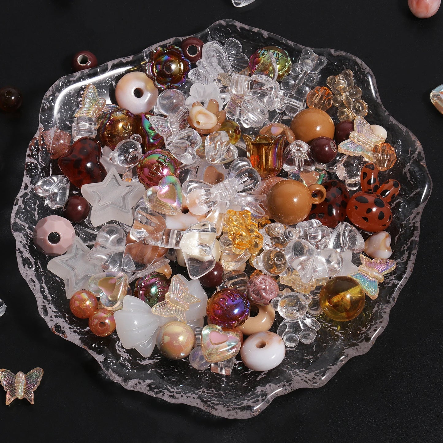 250g Cute Assorted Acrylic Beads Random Style Flower Butterfly Heart Beads for DIY Mobile Phone Chains Bracelets Jewelry Making 50g