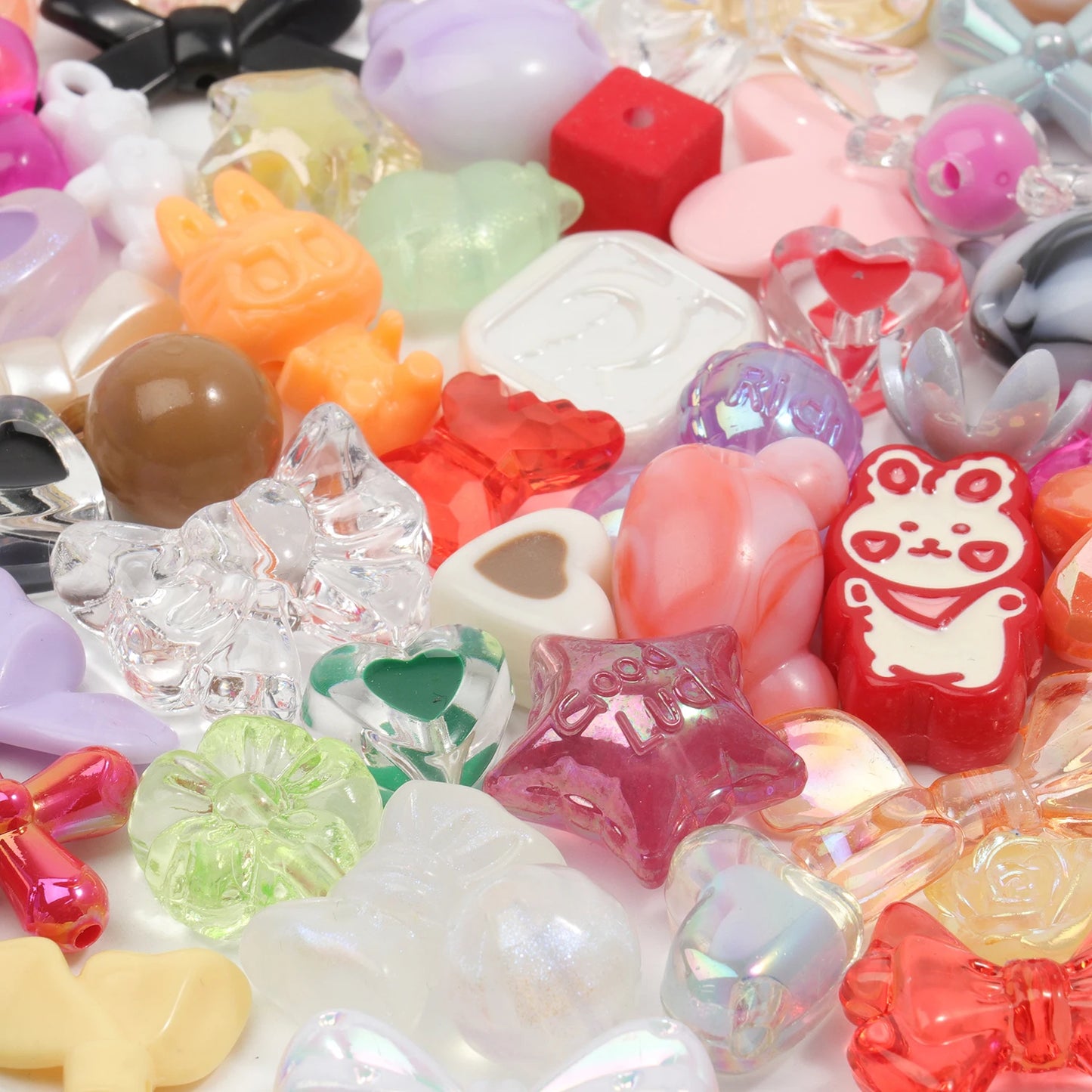 250g Cute Assorted Acrylic Beads Random Style Flower Butterfly Heart Beads for DIY Mobile Phone Chains Bracelets Jewelry Making 50g