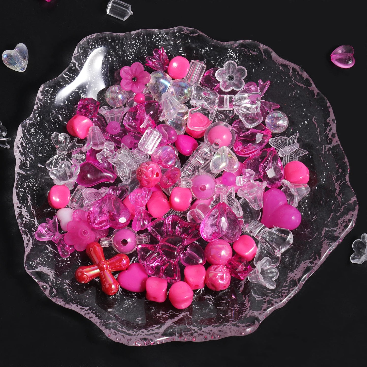 250g Cute Assorted Acrylic Beads Random Style Flower Butterfly Heart Beads for DIY Mobile Phone Chains Bracelets Jewelry Making 50g
