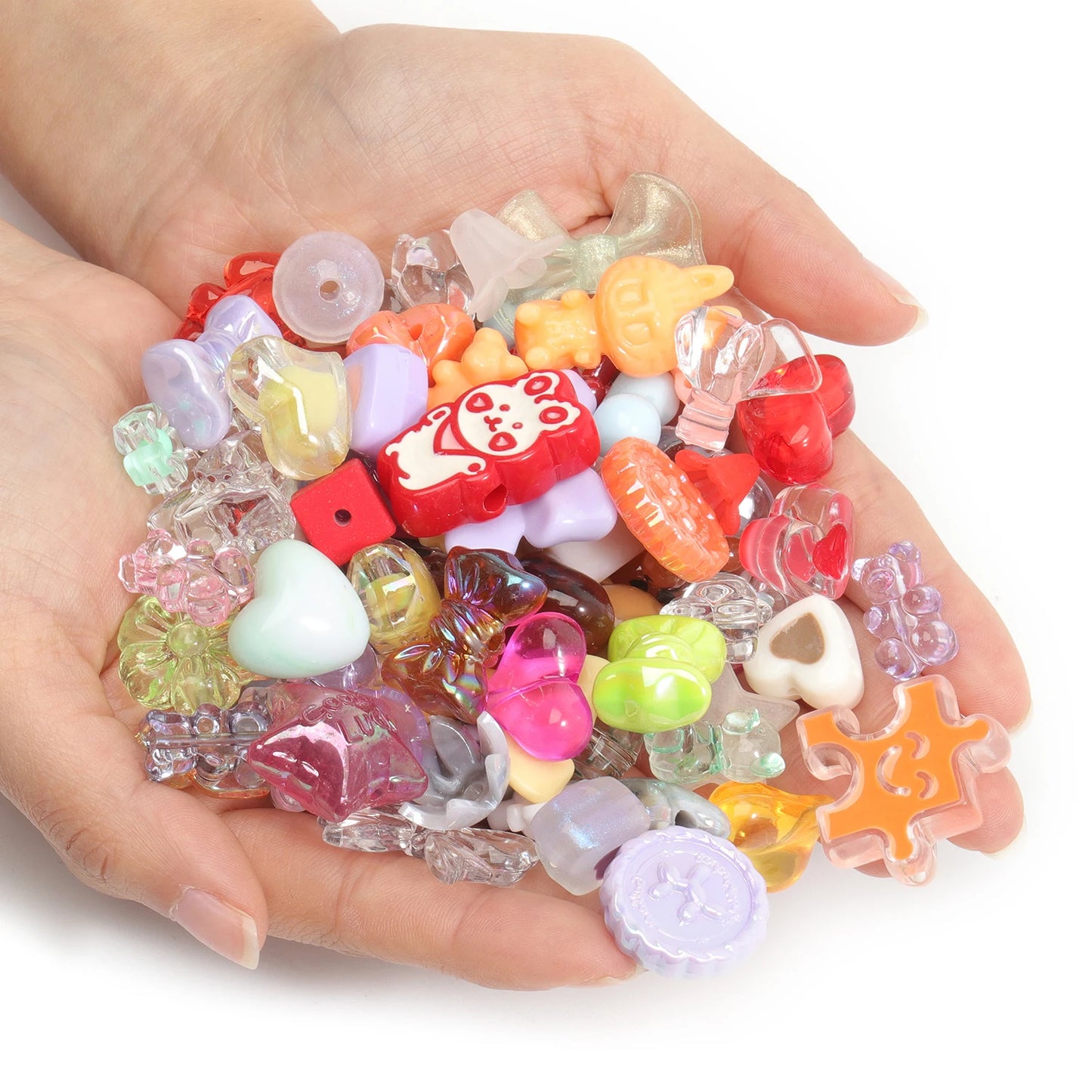 250g Cute Assorted Acrylic Beads Random Style Flower Butterfly Heart Beads for DIY Mobile Phone Chains Bracelets Jewelry Making 50g