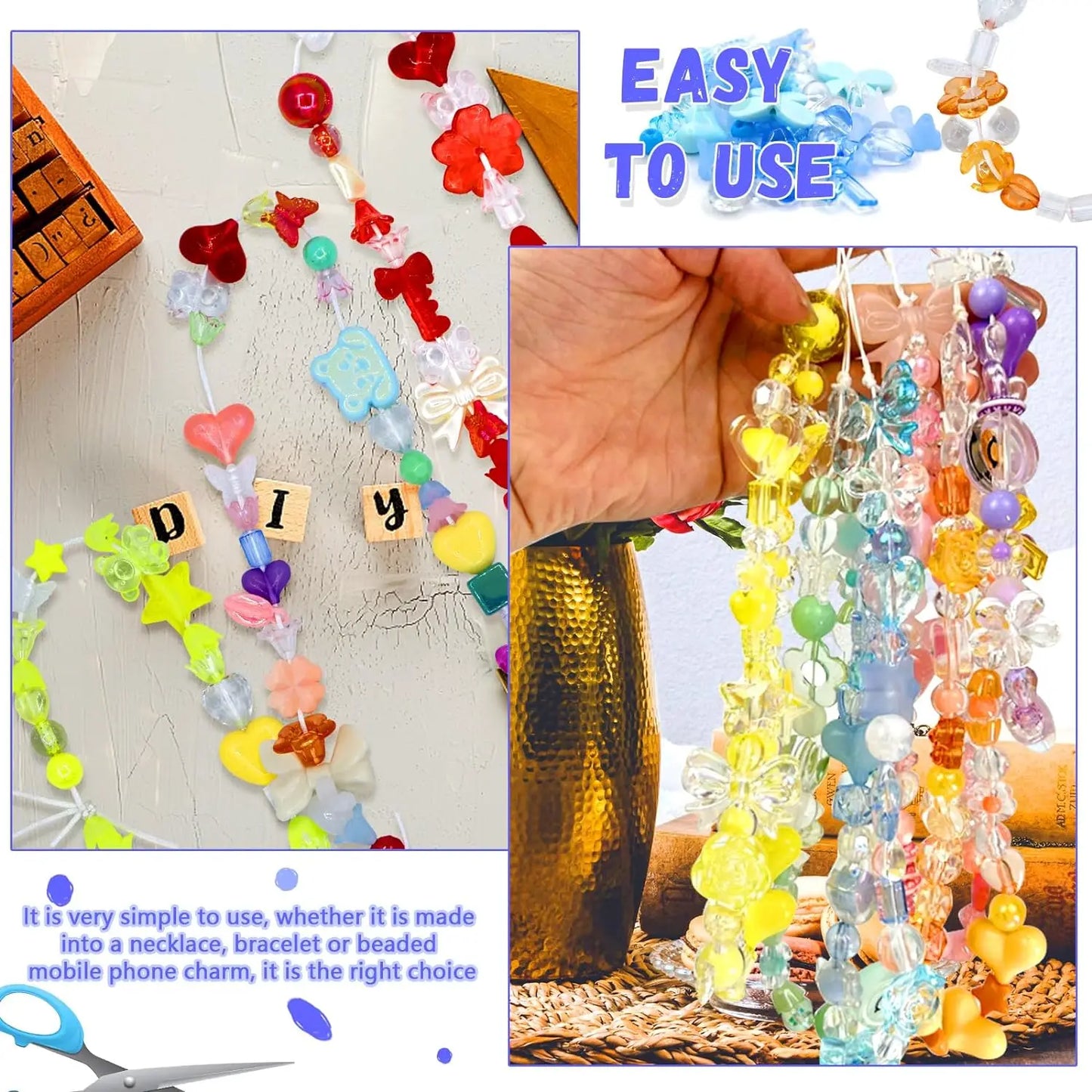 250g Cute Assorted Acrylic Beads Random Style Flower Butterfly Heart Beads for DIY Mobile Phone Chains Bracelets Jewelry Making 50g