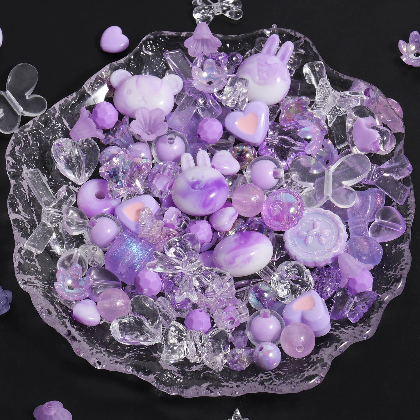 250g Cute Assorted Acrylic Beads Random Style Flower Butterfly Heart Beads for DIY Mobile Phone Chains Bracelets Jewelry Making 50g