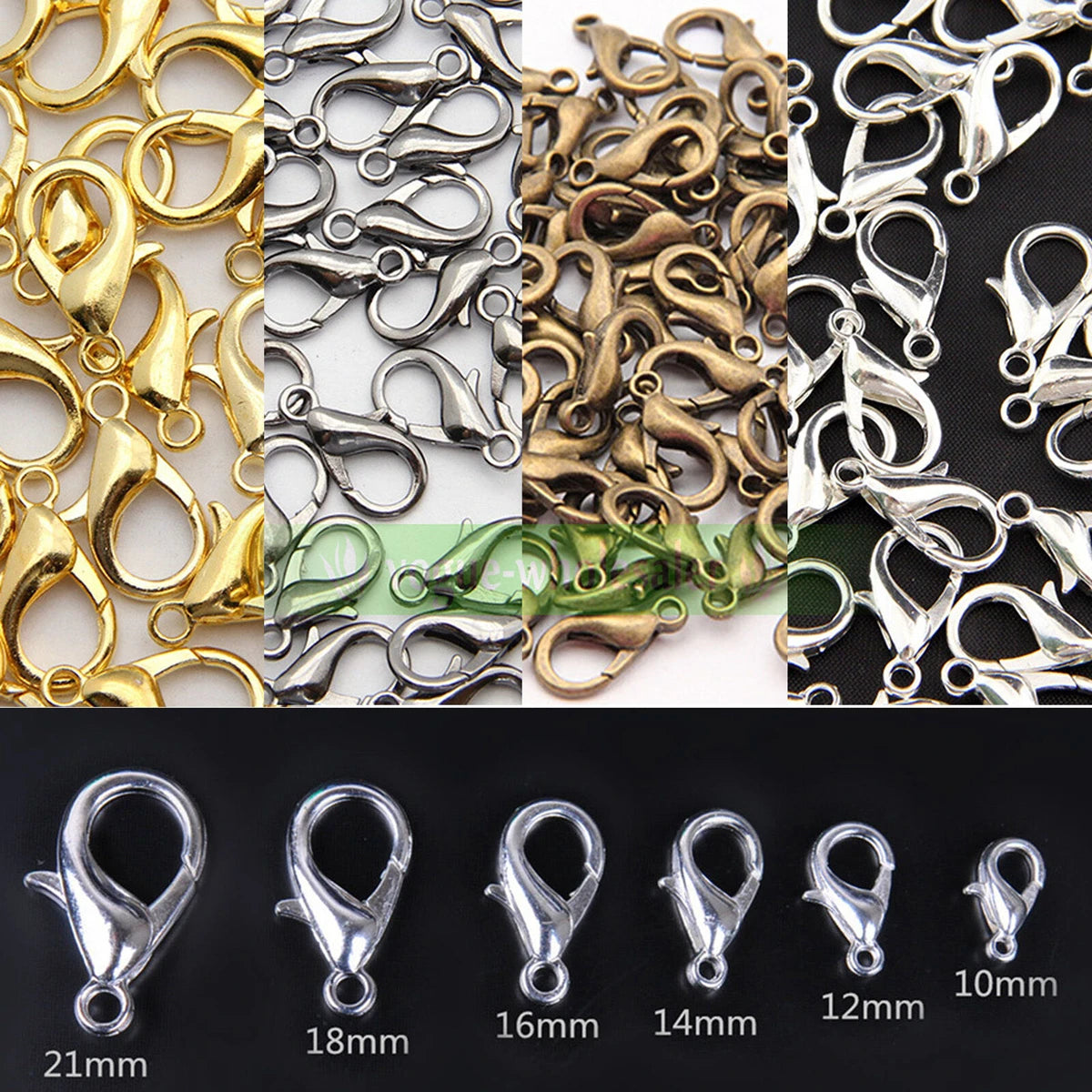 Gold Color / Bronze / Gun Black / Dark Silver Color Metal Lobster Clasps Hooks for Necklace Bracelet Jewelry Making DIY Findings