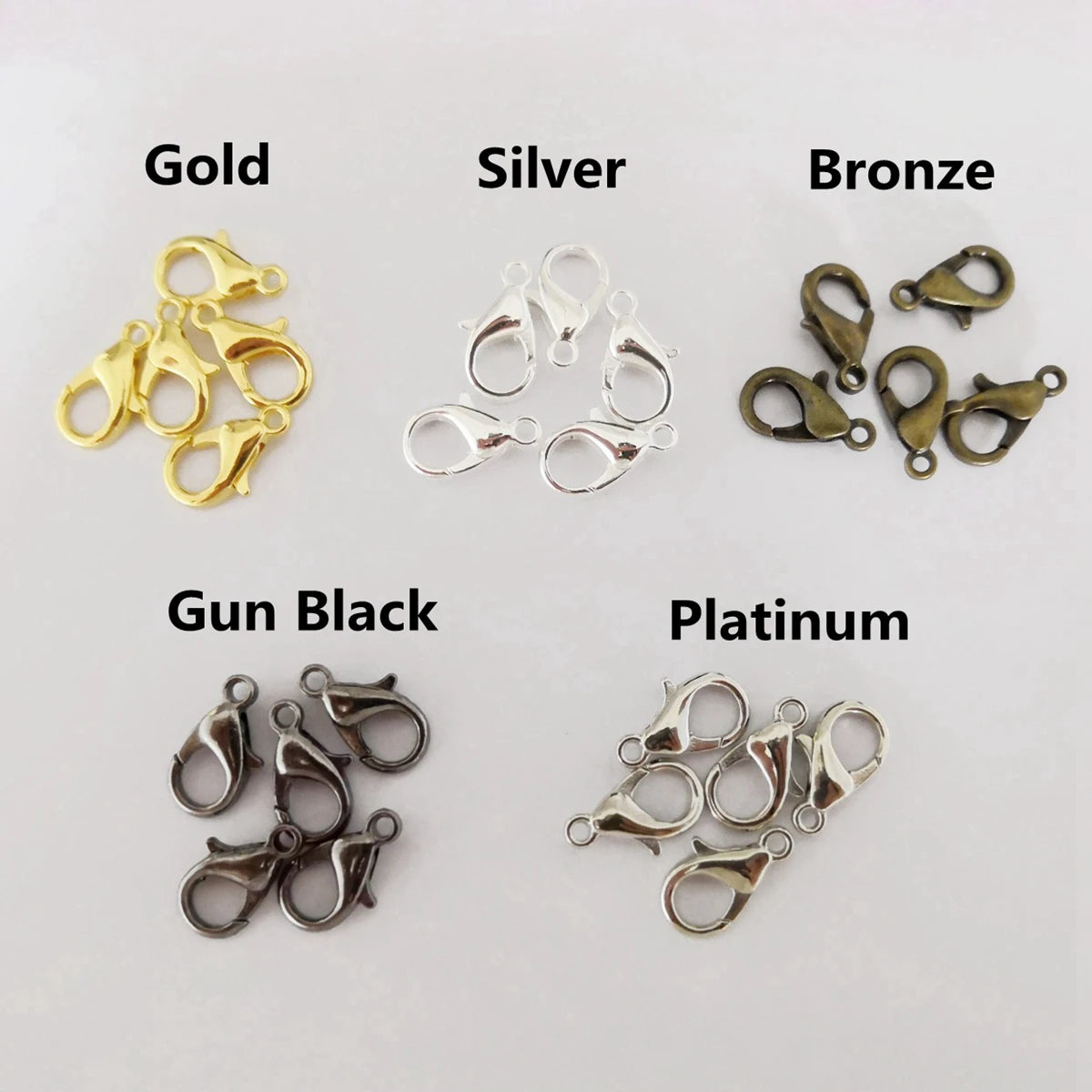 Gold Color / Bronze / Gun Black / Dark Silver Color Metal Lobster Clasps Hooks for Necklace Bracelet Jewelry Making DIY Findings