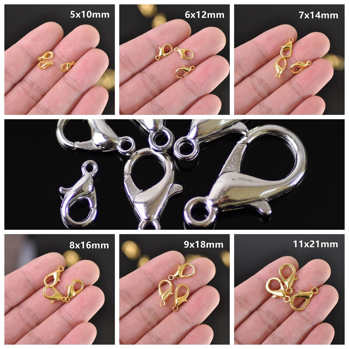 Gold Color / Bronze / Gun Black / Dark Silver Color Metal Lobster Clasps Hooks for Necklace Bracelet Jewelry Making DIY Findings