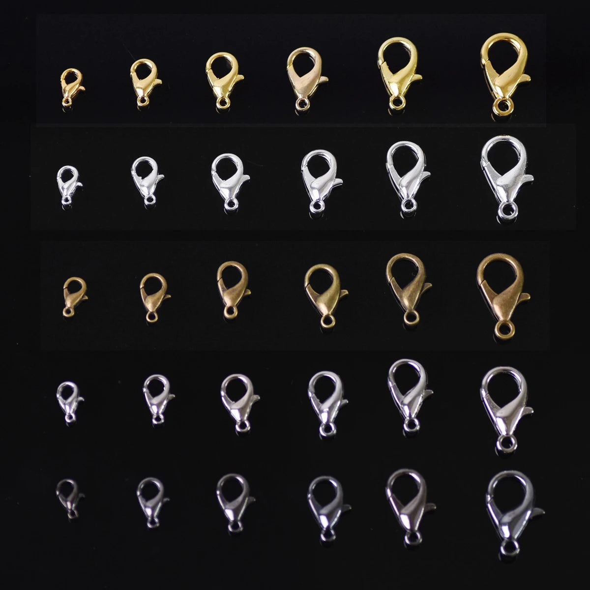 Gold Color / Bronze / Gun Black / Dark Silver Color Metal Lobster Clasps Hooks for Necklace Bracelet Jewelry Making DIY Findings