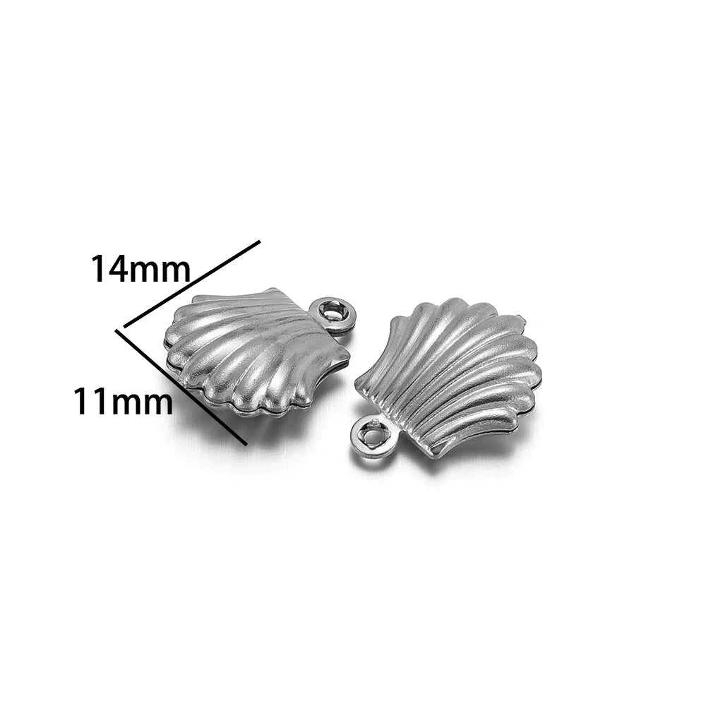 Fashion Stainless Steel 18k Gold Plated Hollow Fish Shell Charm Pendant for Jewelry Necklace Making Accessories