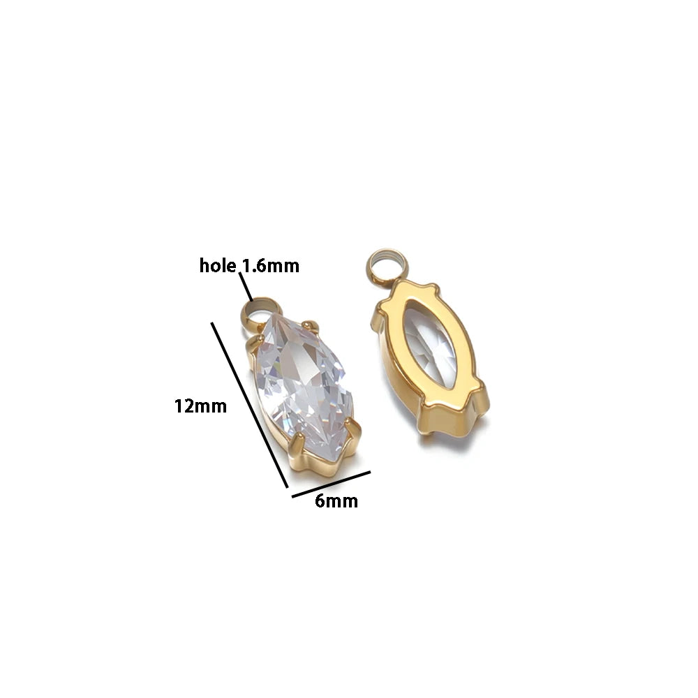 Handmade Stainless Steel 18k Gold Plated Zircon Charm Pendant for Diy Bracelet Necklace Jewelry Making Wholesale