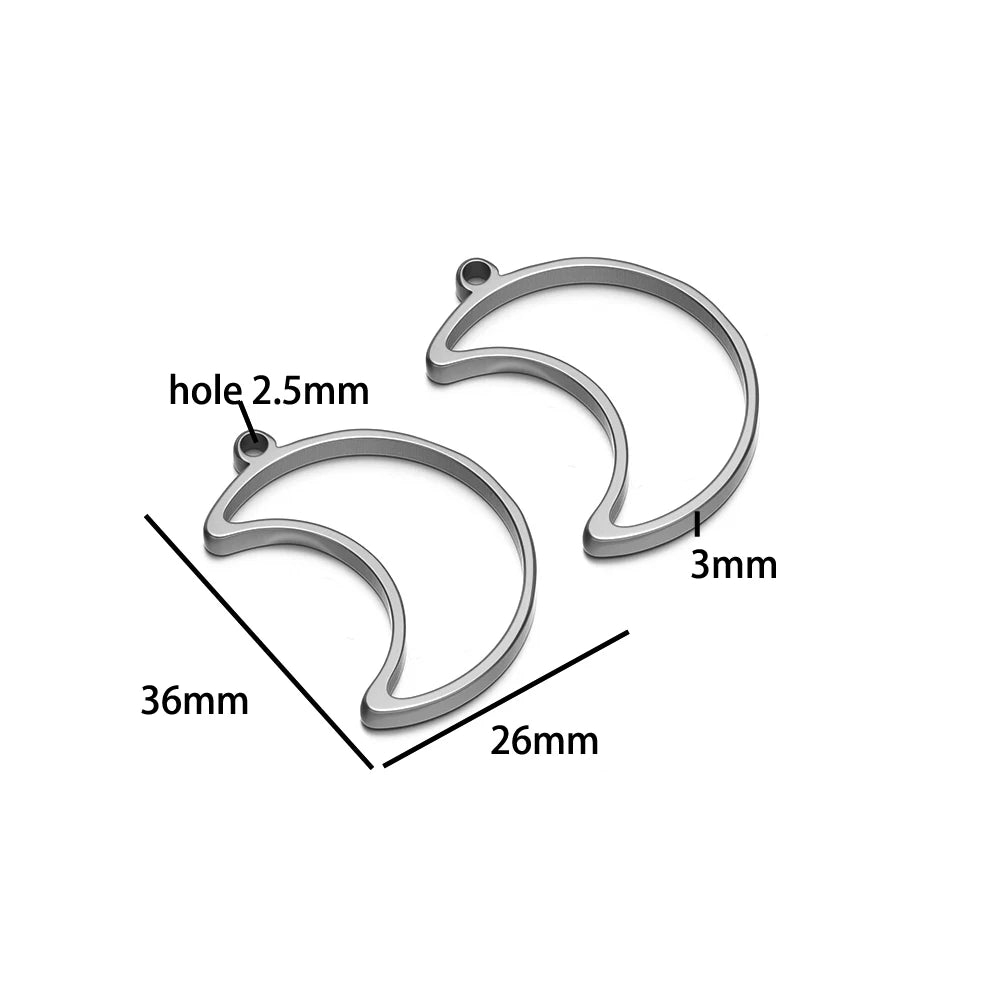 304 Stainless Steel 18k Gold Plated Rhombus Heart Moon Square Charm Pendant for DIY Handmade Necklace Jewelry Making