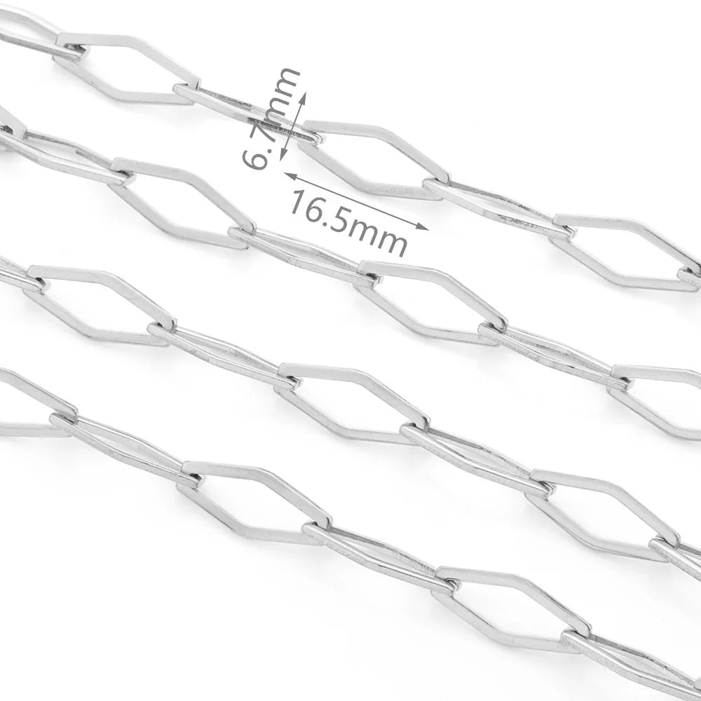 D147 Hot Non Tarnish 18k Gold Plated Stainless Steel Necklace Bracelet Chain Jewelry Making Findings Rhombus Chains