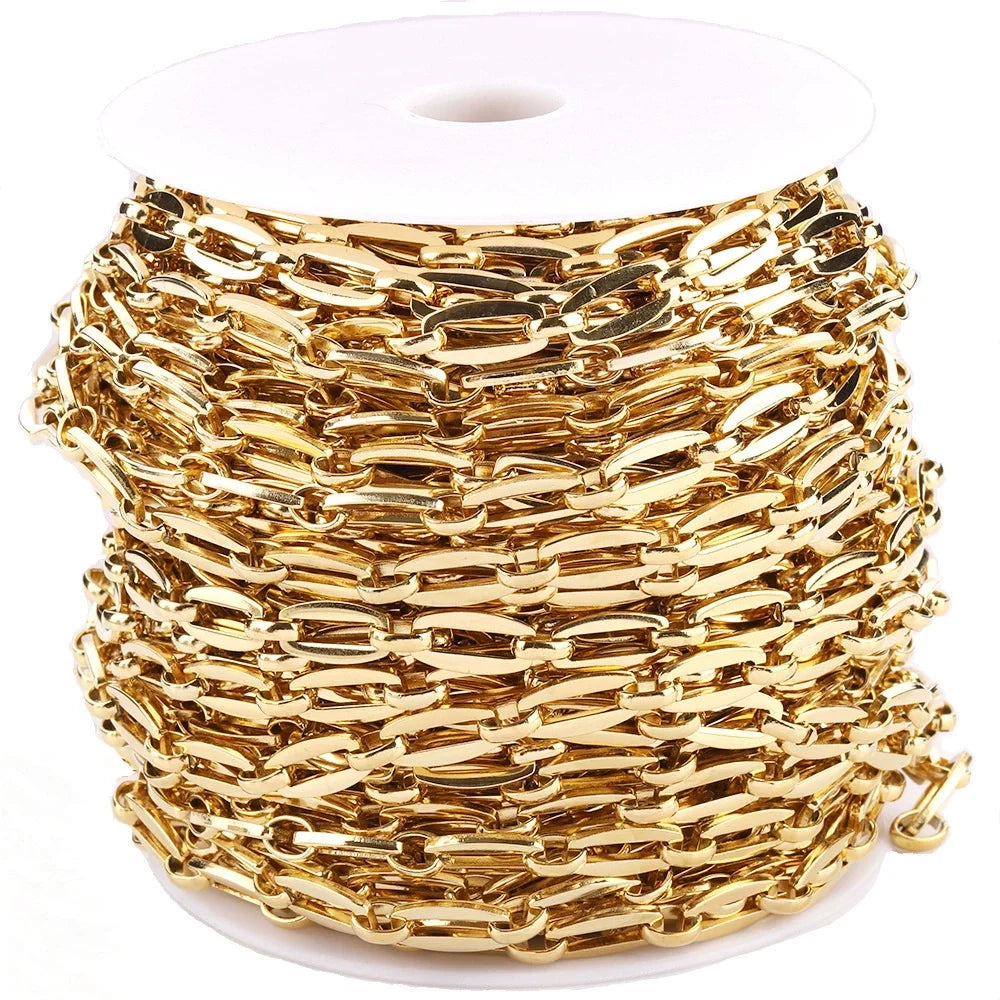 B332 High Quality Gold Plating Necklace Jewelry Chain Gold Paper Clip Chain Jewelry Findings Components