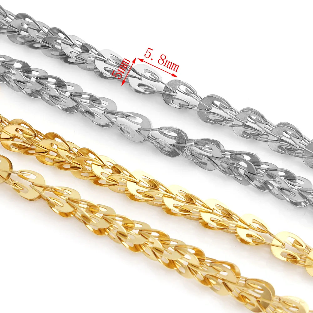 D987 New Stainless Steel 18K Gold Plated Fan-Shaped Cross-Cutout Phoenix-Tail Mesh Chain for Jewelry Necklace Anklet Body Chain