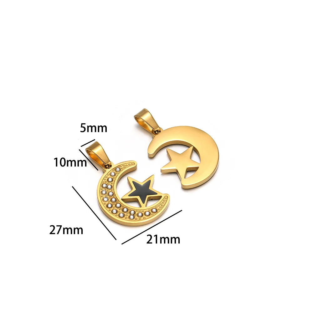 Women's Fashion Accessory Stainless Steel Gold Plated Enamel Eyes Heart Cross Charm Pendant for DIY Jewelry Making