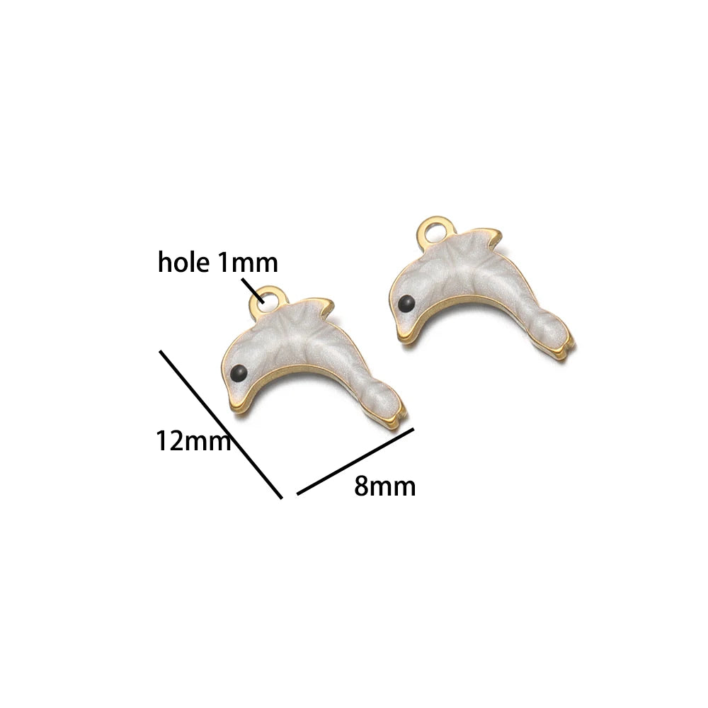 New Arrival 18k Gold Plated Stainless Steel Cartoon Dolphin Shaped Charm Pendant for Necklace Jewelry Making