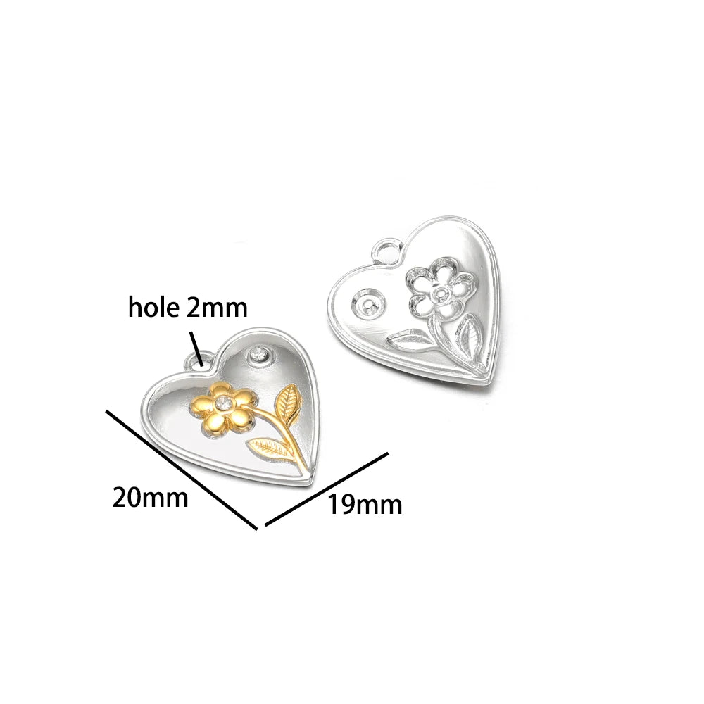 Stainless Steel 18k Gold Plated Enamel Heart Starfish butterfly Shell Zircon Charm Pendant for Jewelry Necklace Making