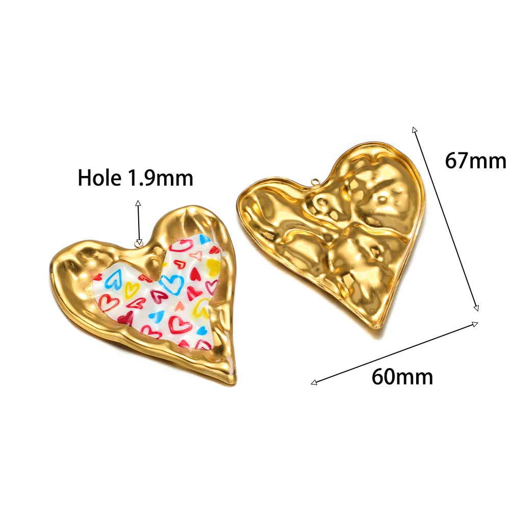 Stainless Steel 18k Gold Plated Enamel Heart butterfly Flower Conch Lip Charm Pendant for Jewelry Necklace Making
