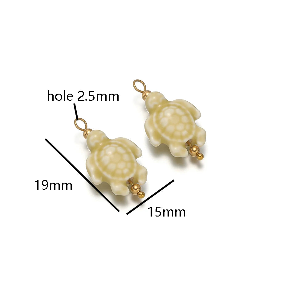 New Design DIY Jewelry Accessories Stainless Steel Ceramic Peace dove Tortoise butterfly Charm Pendant for Jewelry Making