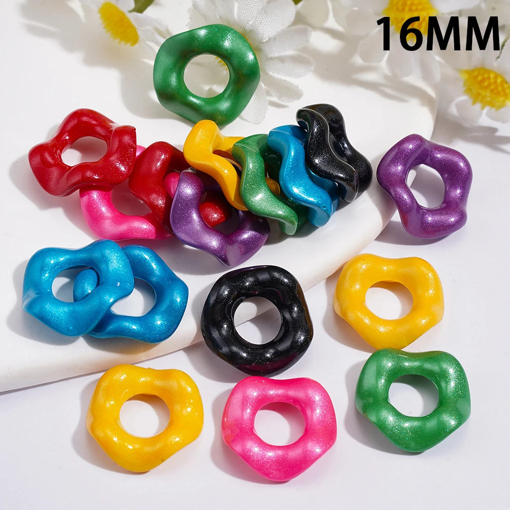 16MM Colorful Wave-shaped Interlocking Beads Stringing Jewelry Accessory for DIY Making Stringing Pen