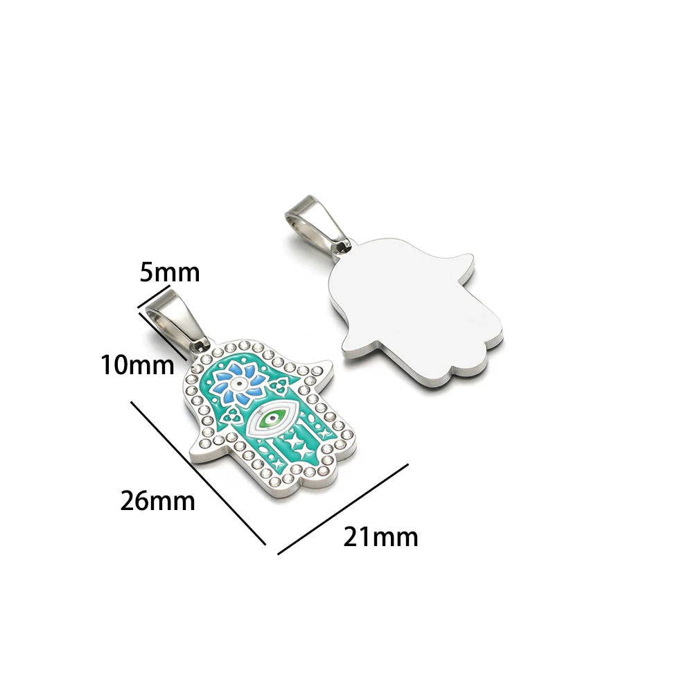 Exquisite Stainless Steel Gold Plated Dripping Oil Eyes Heart Moon Charm Pendant for DIY Jewelry Making Wholesale