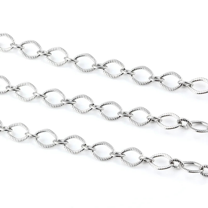 B2112 Embossing Circle Chain Ins Silver Plating Chain High Quality Stainless Steel Jewelry