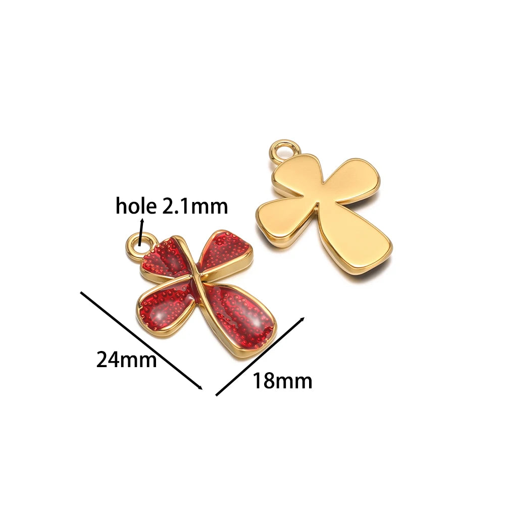 New Arrival Stainless Steel 18k Gold Plated Enamel Cross Charm Pendant for Diy Jewelry Making Wholesale Accessories
