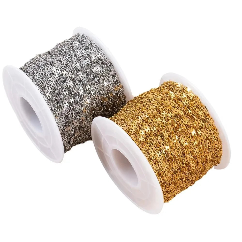 E127 Fashion Silver Gold Plated Chain Waterproof Stainless Steel Link Chains 8 Connector Chains for Jewelry Custom