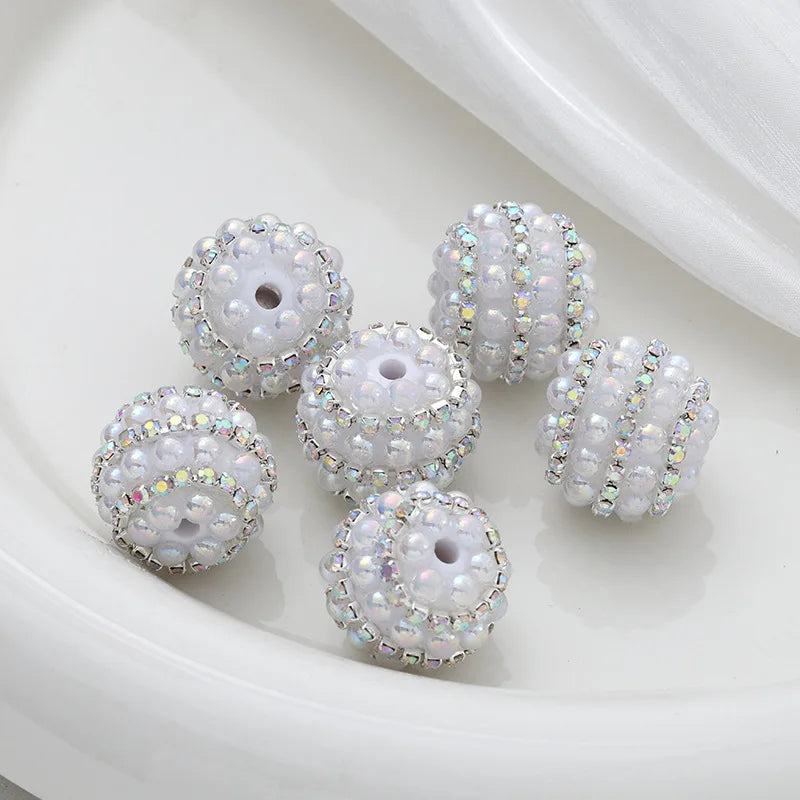 Acrylic Resin Ball Jewelry with Disco Crystal Pearl Rhinestones & Chunky Beads-Random Mix