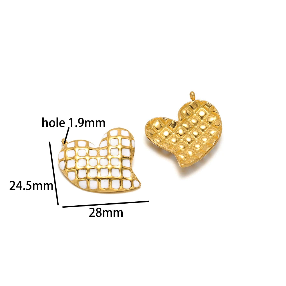Bohemian Style 18k Gold Plated Stainless Steel Colorful Enamel Heart Charm Pendant for DIY Necklace Jewelry Making