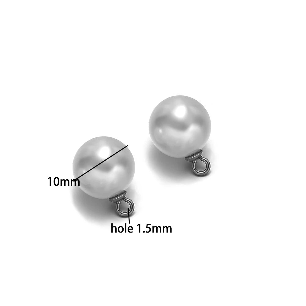 Factory Outlet Stainless Steel Gold Plated 8mm 10mm Pearls Charm Pendant for Women Lady Jewelry Making Wholesale