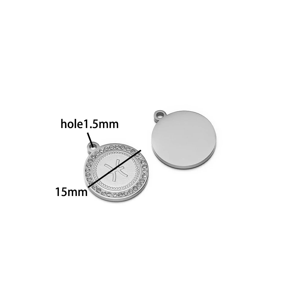 Wholesale Stainless Steel 18k Gold Plated Zodiac Sign Zircon Charm Pendant for Jewelry Necklace Making Accessories