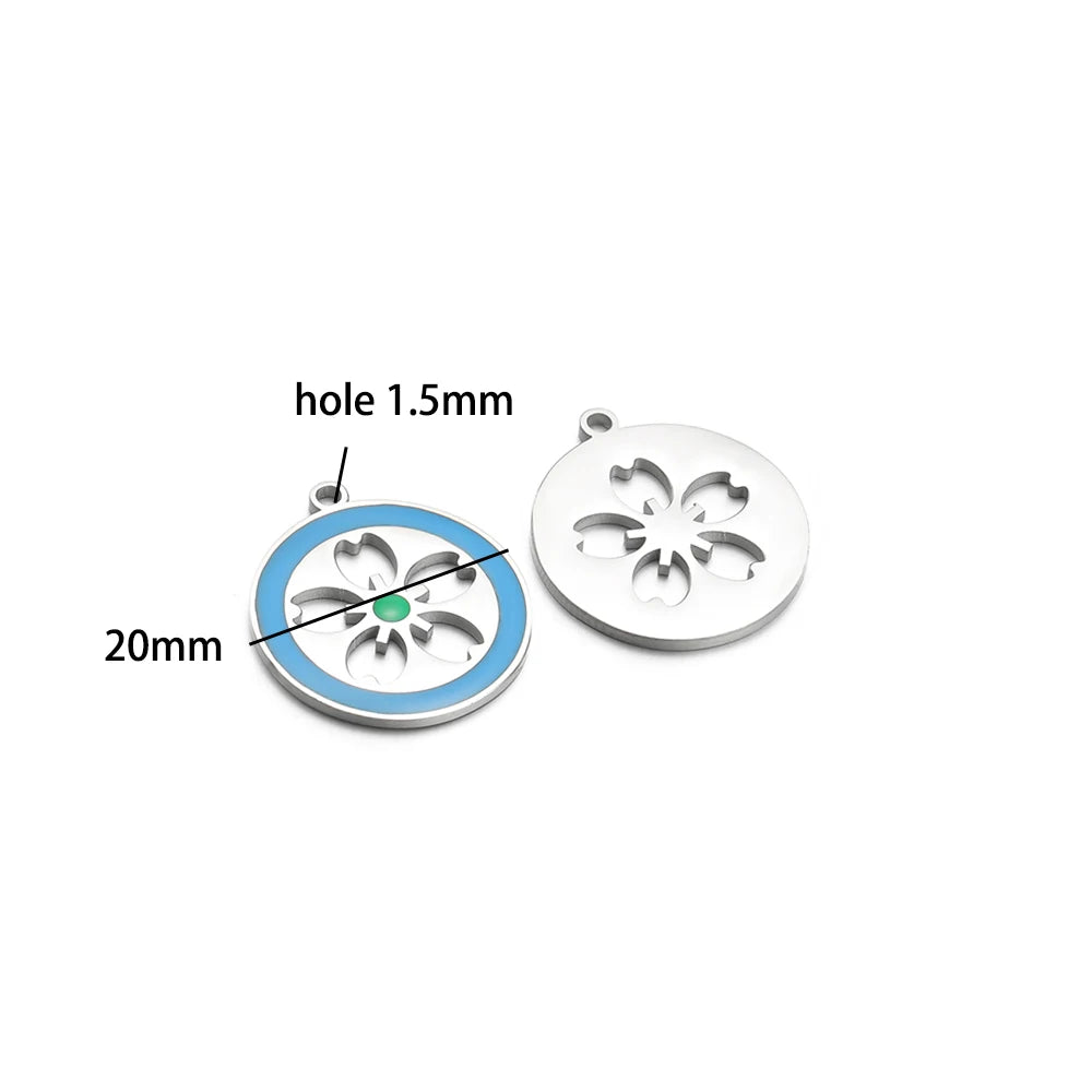 French Vintage Stainless Steel Gold Plated Dripping Oil Hollow Sun Star Butterfly Flower Charm Pendant for Jewelry Making