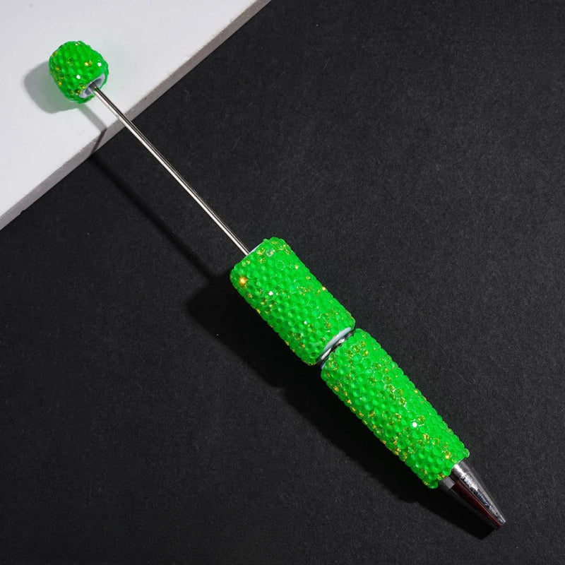 Luminous Fluorescent Beadable Clay Pens Full Covered Rhinestone Ballpoint Pens for Beadable Pen Keychain DIY Bulk Craft Supplies