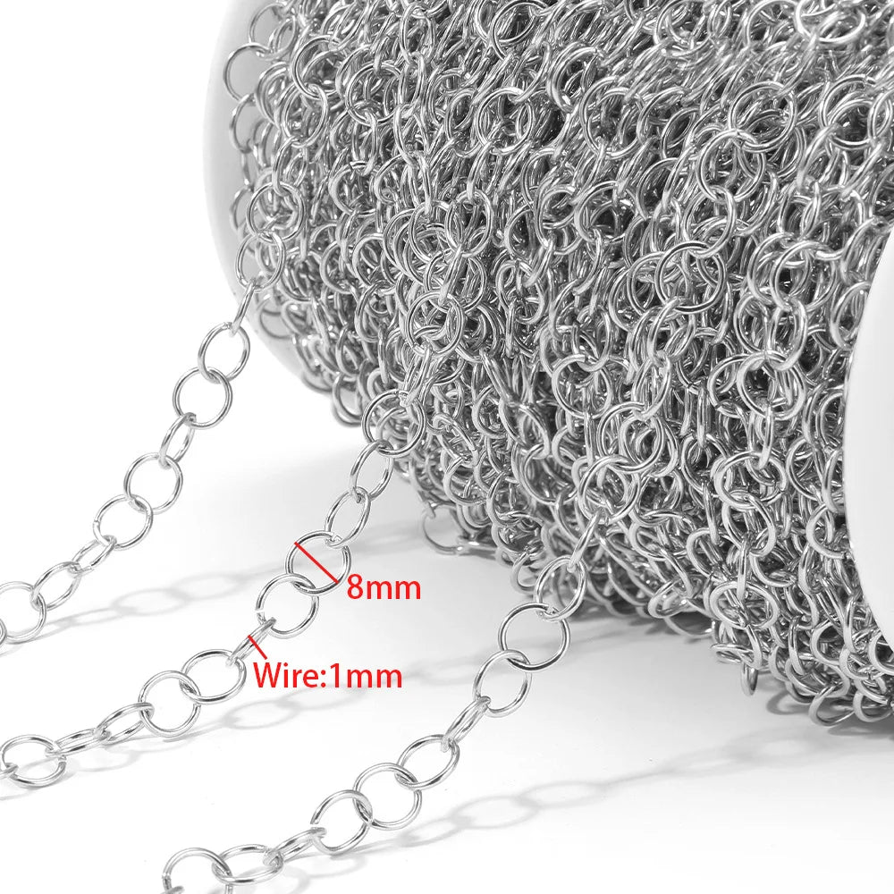 E612 Fashion Stainless Steel Roller Chain Cross Chain Extended O Chain for Jewelry Making