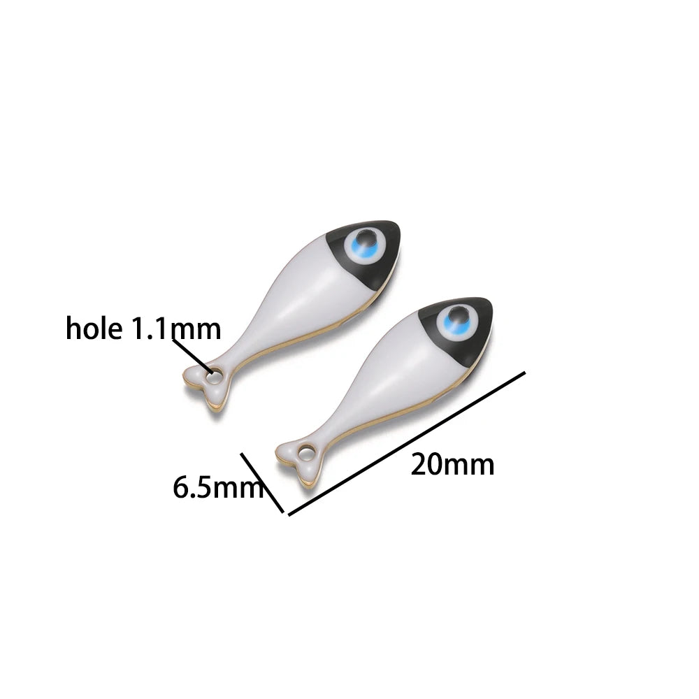 Fashion Jewelry 18k Gold Plated Stainless Steel enamel fish Charm Pendant for Jewelry Necklace Making Accessories