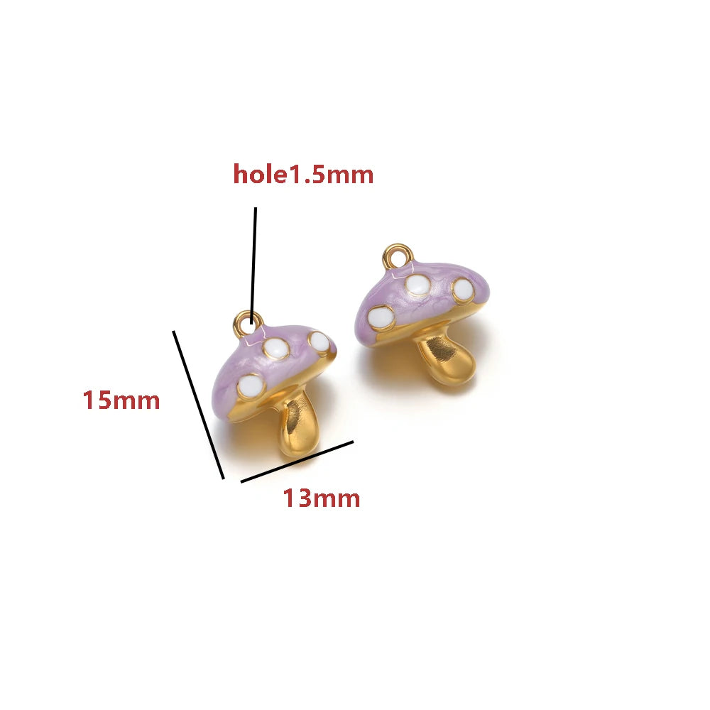 Gold Plated Mushroom Charm with Light Blue Enamel for DIY Jewelry Making, Cute Mushroom Pendant for Necklace Bracelet