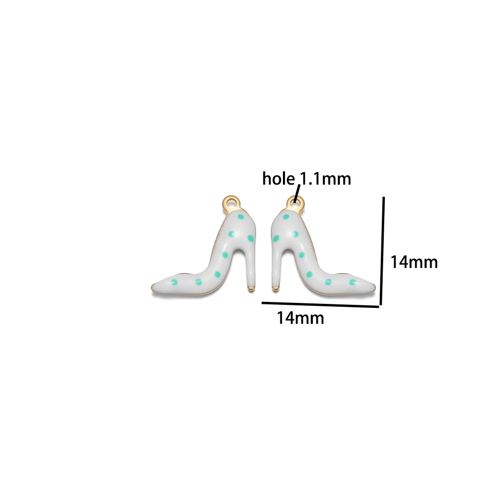 Candy Color Pendant Stainless Steel 18k Gold Plated Oil Drop High Heel Shoes Shape Charm Pendant for Jewelry Necklace Making